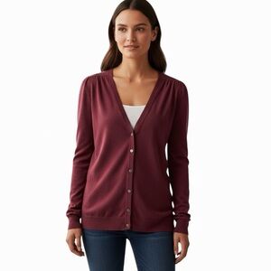 Burgundy Button Front Cardigan Women’s XS Classic Gap Lightweight Sweater